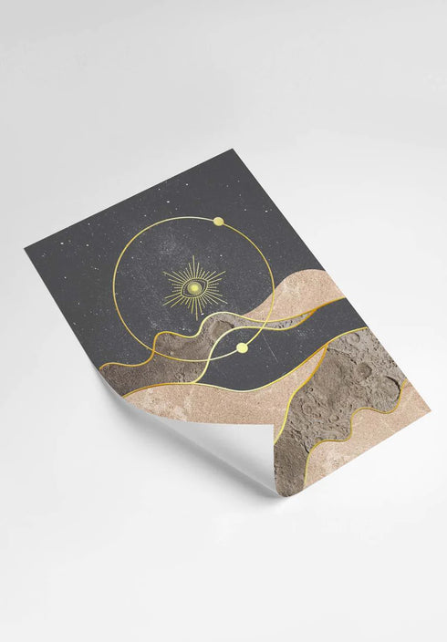 Space Abstract Real Gold Set Of 2 Posters 50x70cm